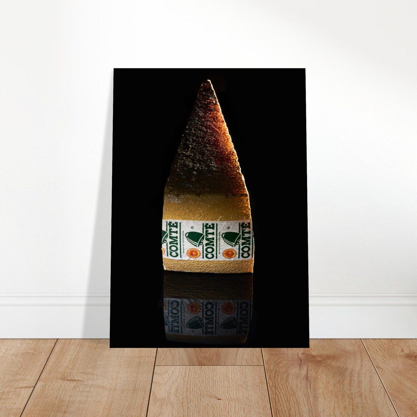 Poster Artistique d'un Morceau de Comté avec son Reflet - La Gourmandise en Toute Élégance - 24257c5b - 5554 - 41ea - b03c - 672271fa2614 - LAM du Jura