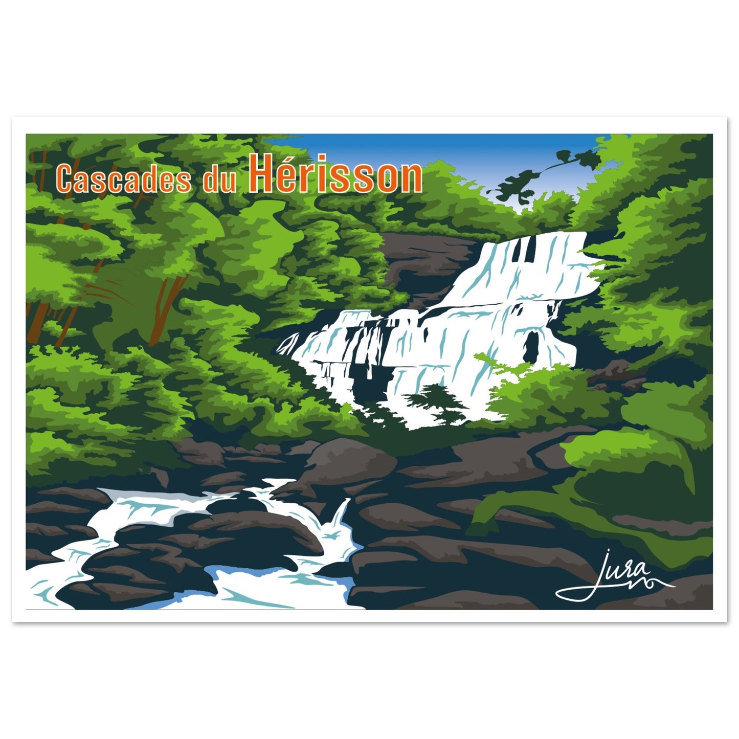Poster Vintage Haut de Gamme - Cascades du Hérisson, Jura - 41d664ae - 4d83 - 4706 - b3c4 - f14f339503ef - LAM du Jura