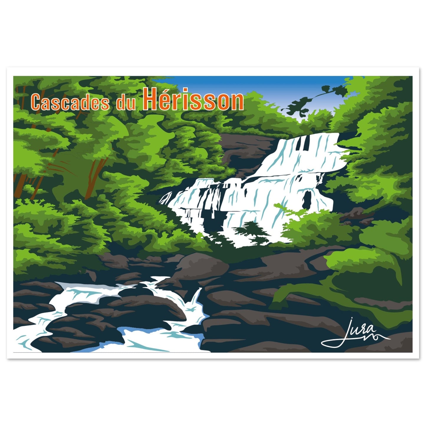 Poster Vintage Haut de Gamme - Cascades du Hérisson, Jura - d54af8be - c743 - 44a4 - a108 - 229e70a87e7d - LAM du Jura