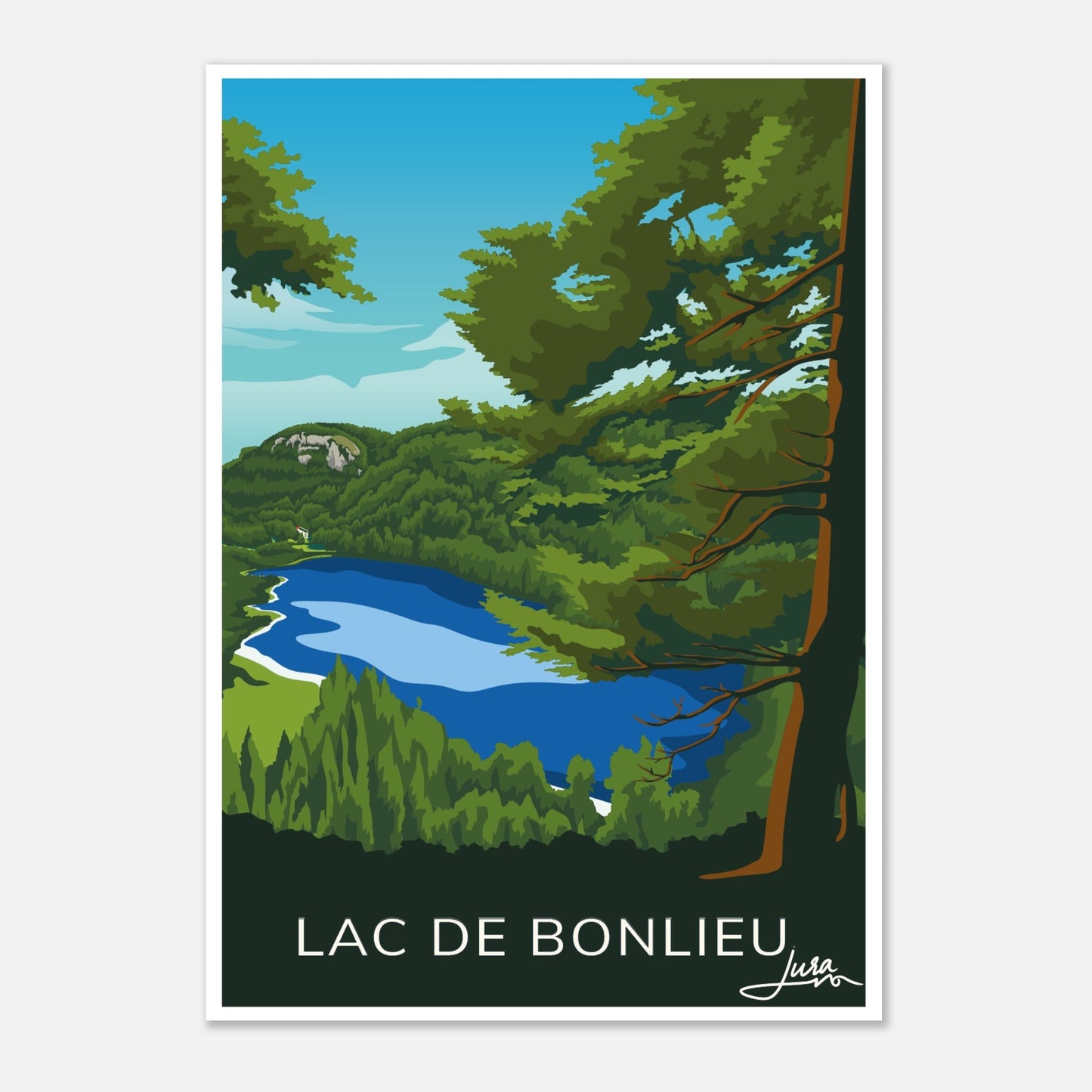 Poster Vintage Haut de Gamme - Lac de Bonlieu, Jura - 859bd0ed - 4958 - 4d4a - b946 - 3db38fa98b1b - LAM du Jura