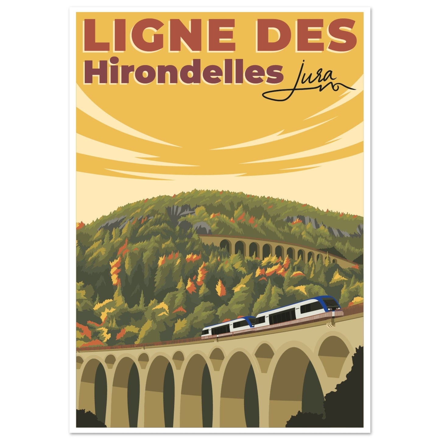 Poster Vintage Haut de Gamme - Ligne des Hirondelles, Jura - 091ef417 - f934 - 48e9 - 853c - fbfdec20f616 - LAM du Jura