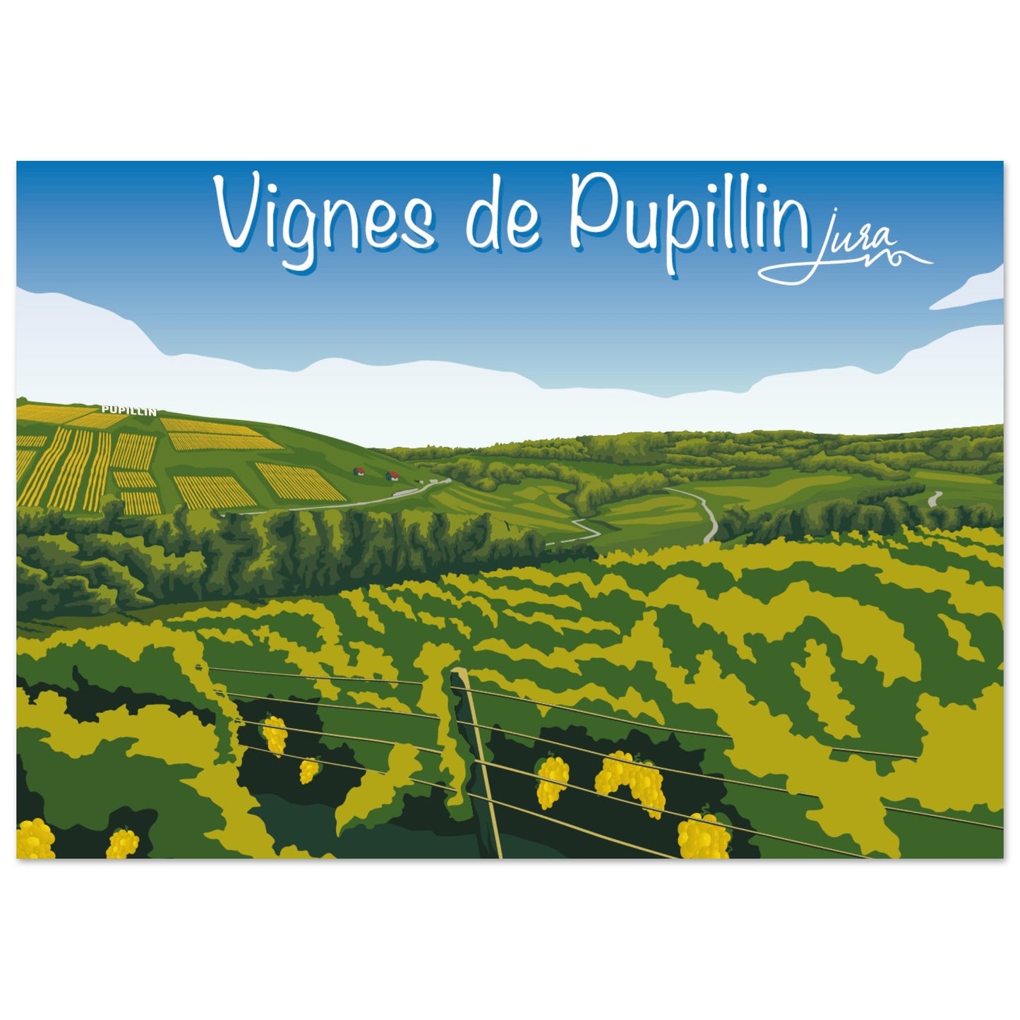 Poster Vintage Haut de Gamme - Vignes de Pupillin, Jura - 8189a601 - 79ca - 49f6 - bad8 - 3cf773e73509 - LAM du Jura