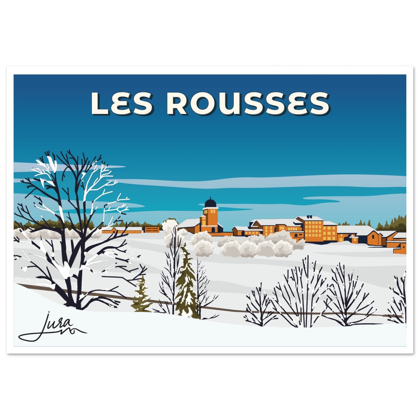 Poster Vintage Haut de Gamme - Village des Rousses sous la Neige, Jura - d310e5ad - 4e42 - 4d36 - abf6 - d1cb690ddff9 - LAM du Jura