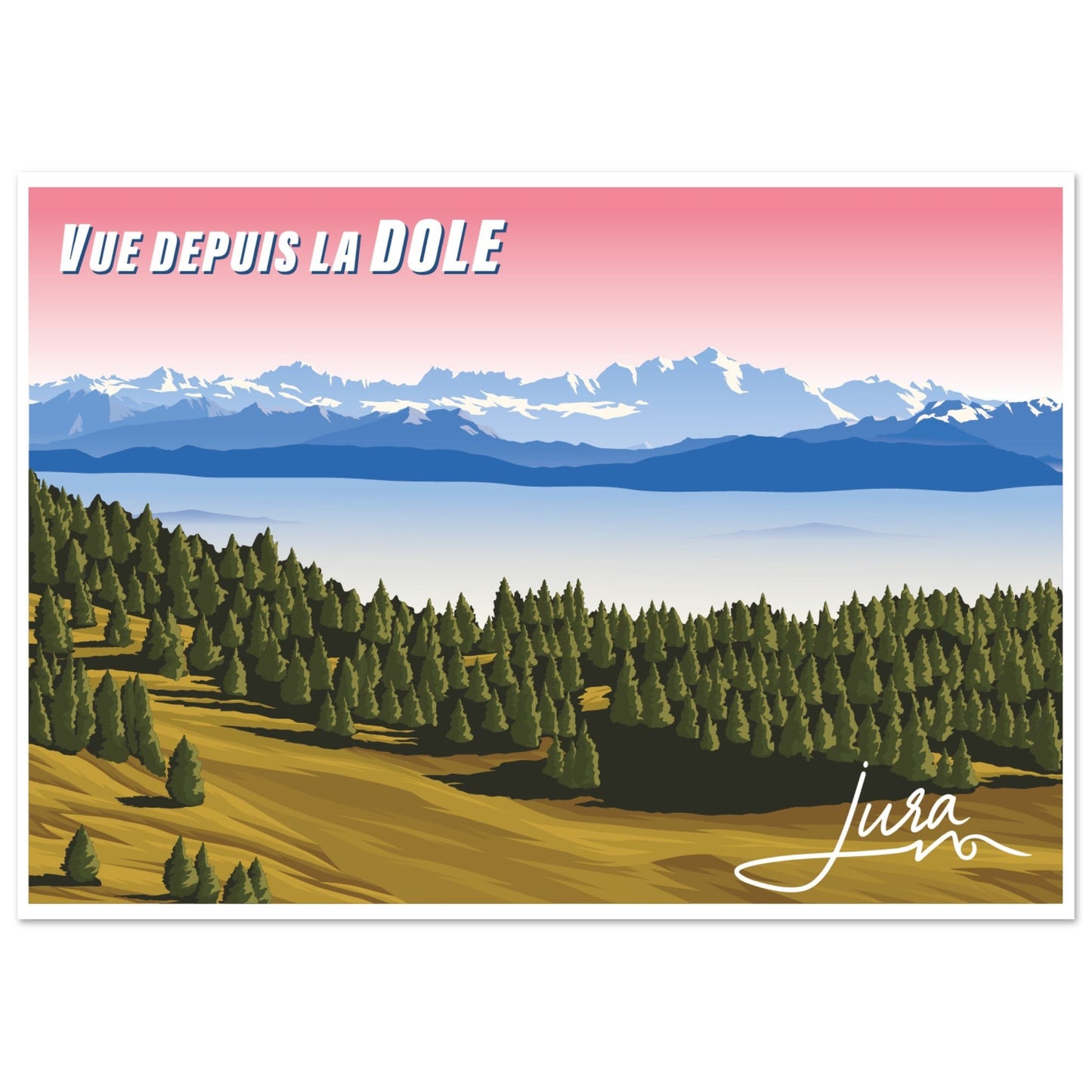 Poster Vintage Haut de Gamme - Vue depuis le Sommet de la Dôle, Suisse - 97cd628c - 9dba - 48b1 - bbc3 - a1756f5ff9f3 - LAM du Jura
