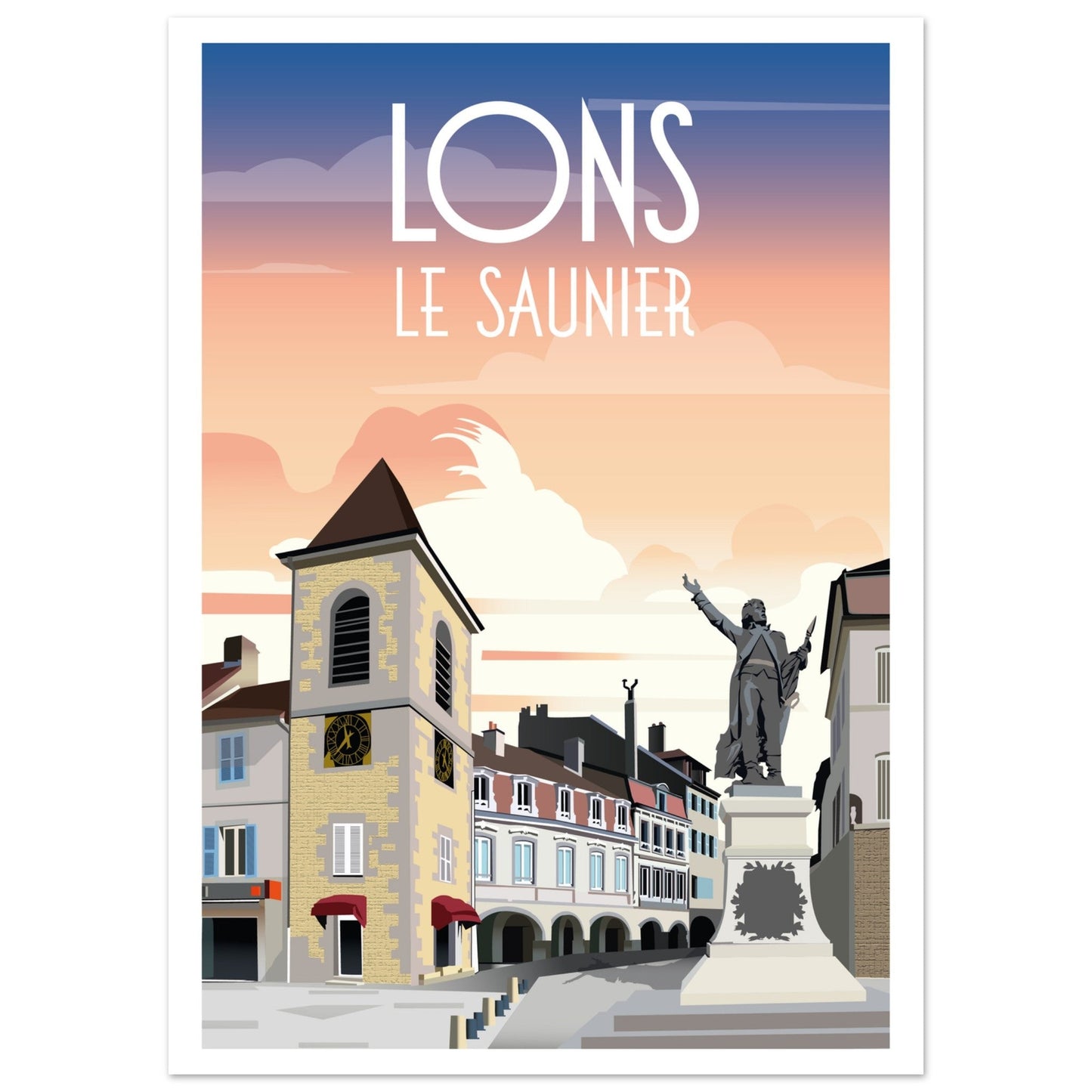 Poster Vintage Haut de Gamme - Vue du Centre - Ville de Lons - le - Saunier - 3a33898a - cd33 - 4129 - a71f - 165eddd91f61 - LAM du Jura