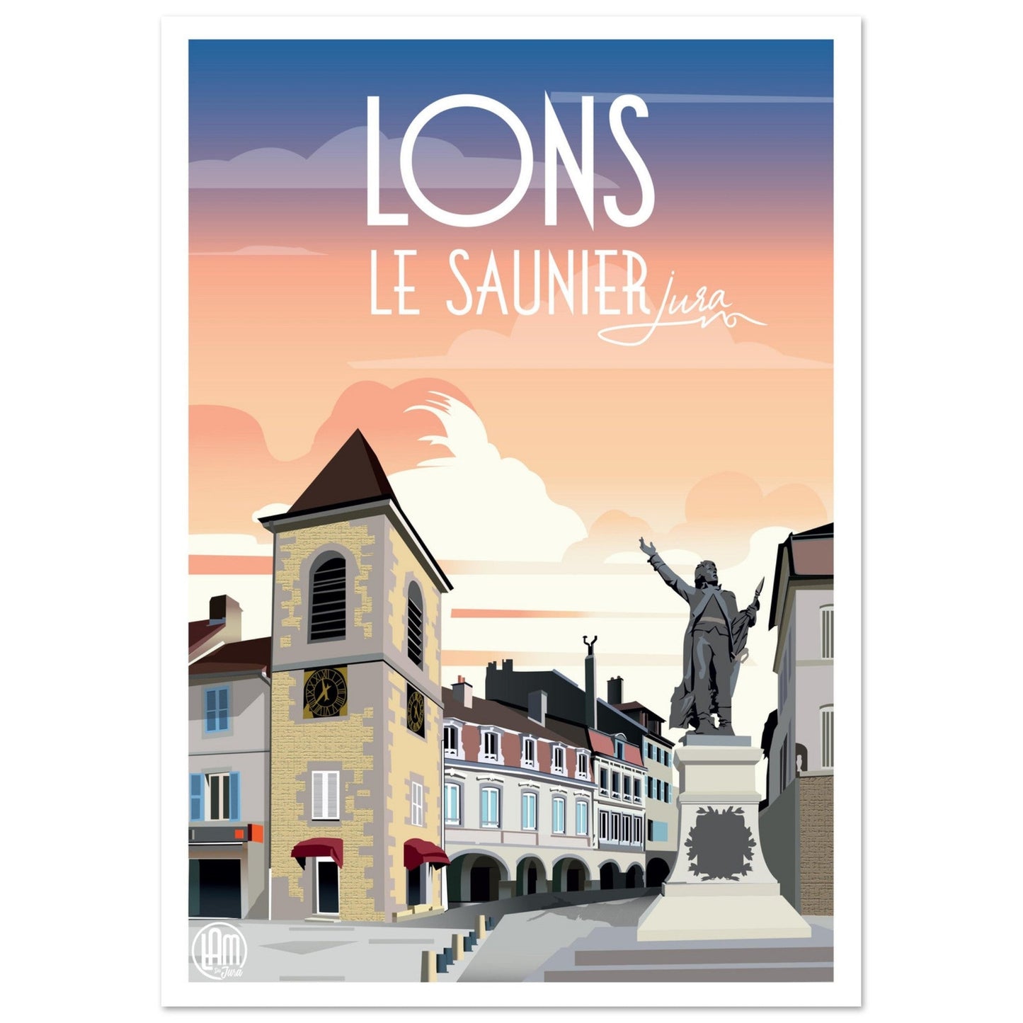 Poster Vintage Haut de Gamme - Vue du Centre - Ville de Lons - le - Saunier - 40e29363 - 5c83 - 41a6 - 8a05 - 6275509ca633 - LAM du Jura
