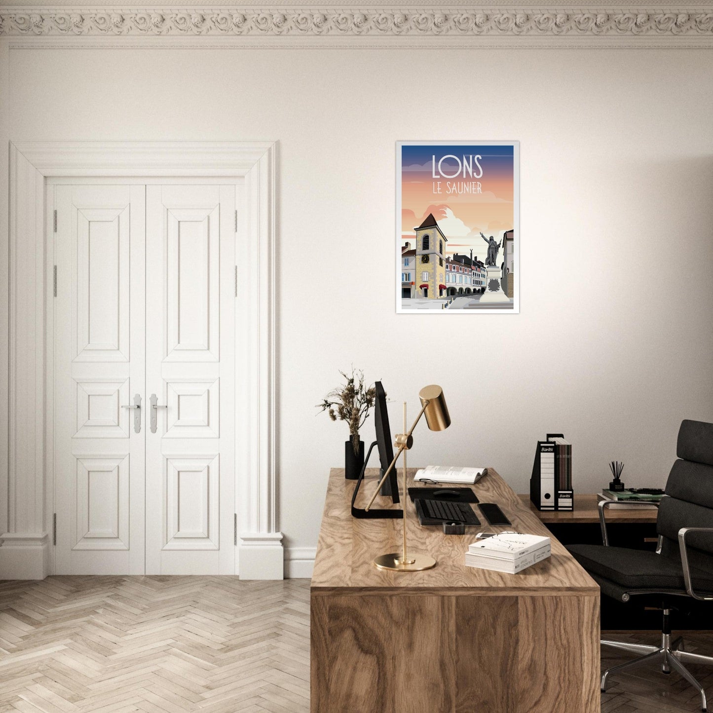 Poster Vintage Haut de Gamme - Vue du Centre - Ville de Lons - le - Saunier et Statue de Rouget de Lisle, Jura - 082f89c5 - 4b31 - 4bf5 - 889a - f1e738cb85a4 - LAM du Jura