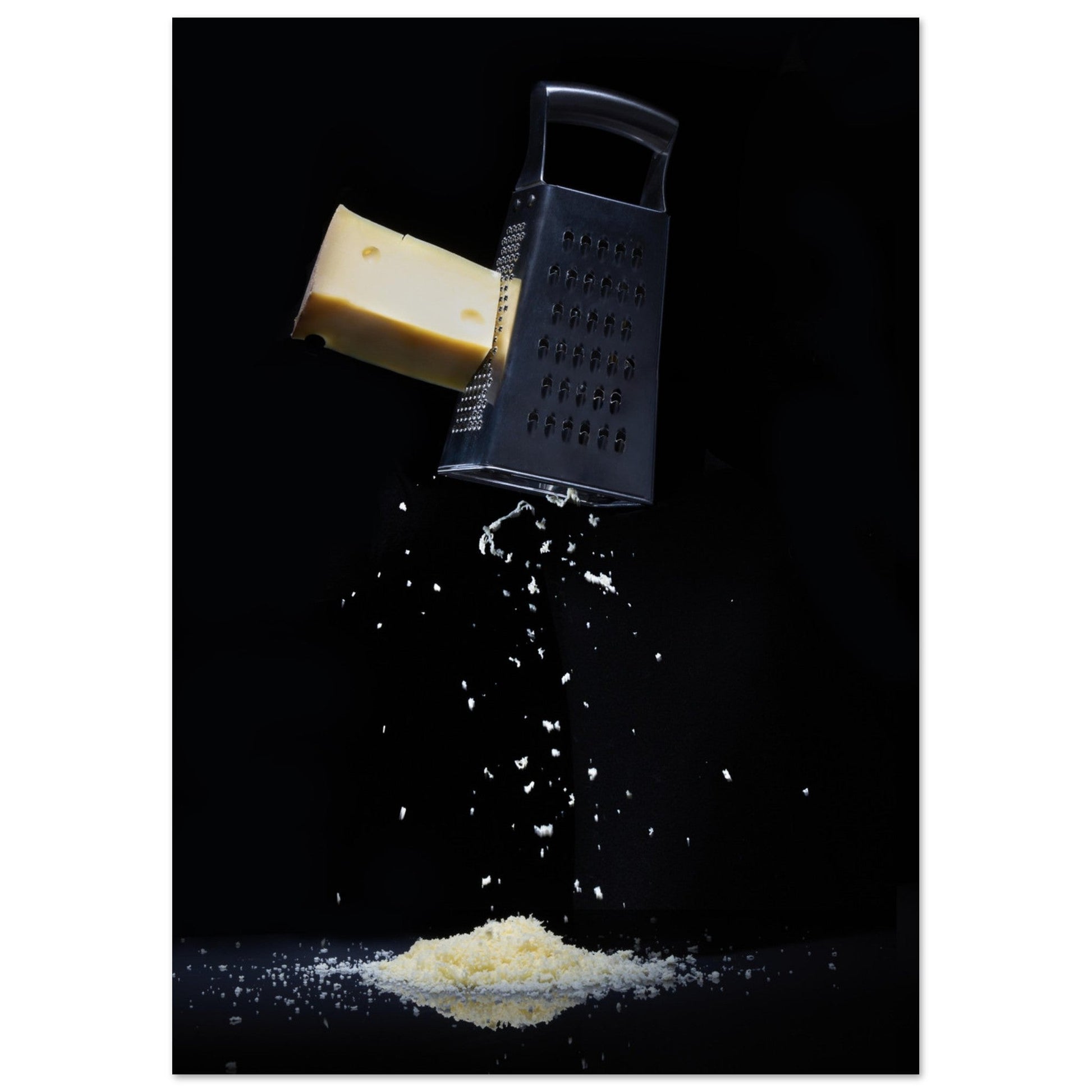 Poster Artistique du Fromage Gruyère avec sa Râpe - Élégance en Lévitation - d6ed128c - 202b - 4250 - 871f - 79ceaca527ba - LAM du Jura