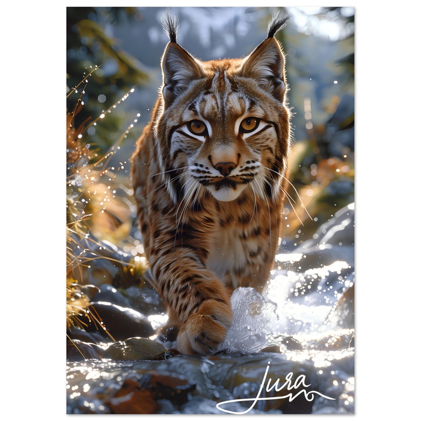 Poster Artistique Lynx dans les Monts du Jura - Sérénité Sauvage - 65bdc2e6 - fdd0 - 44c8 - 8de3 - f5b482e416b4 - LAM du Jura