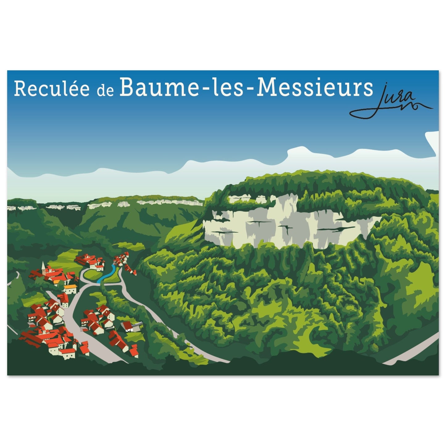 Poster Vintage de la Reculée de Baume - les - Messieurs, Jura - Qualité Haute de Gamme - 7305c2e5 - b0a0 - 43f4 - 8369 - 5e86c2b3e9fe - LAM du Jura