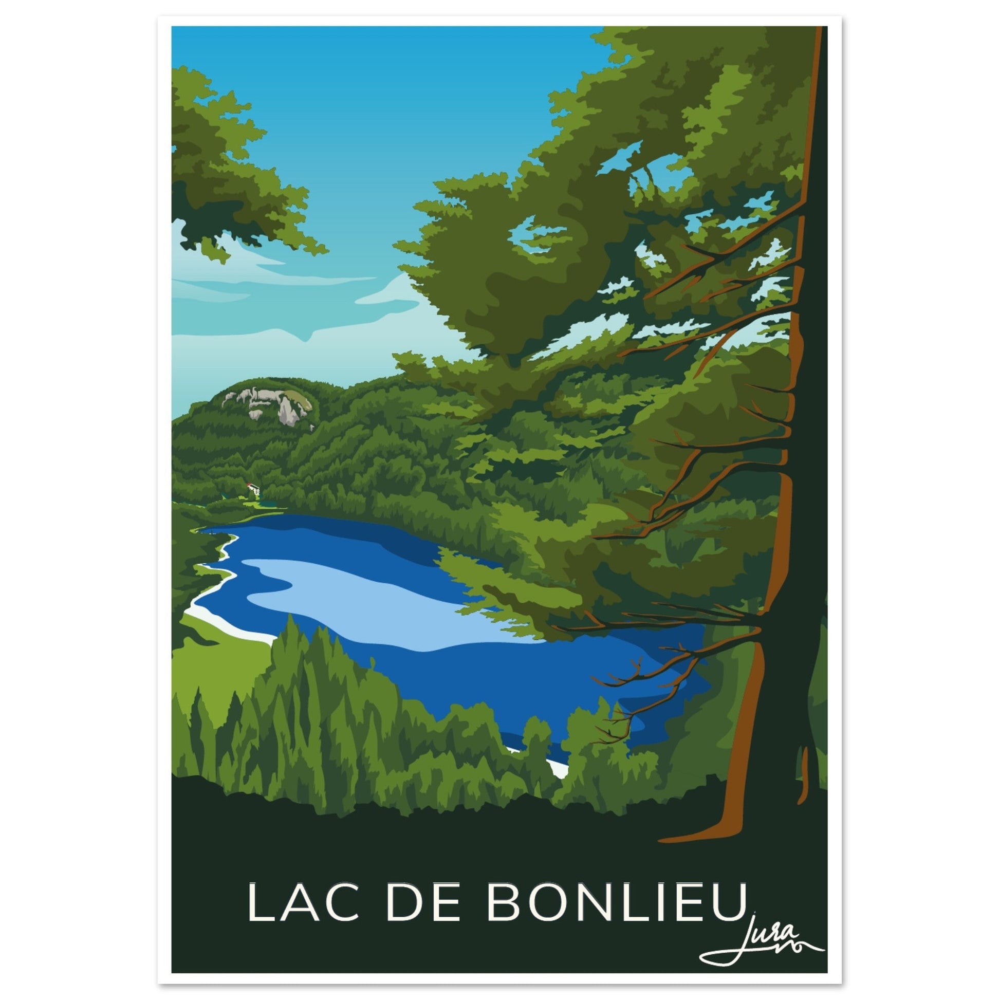 Poster Vintage Haut de Gamme - Lac de Bonlieu, Jura - a59d32e3 - 9eb6 - 473c - aae7 - 14e35a55fa86 - LAM du Jura