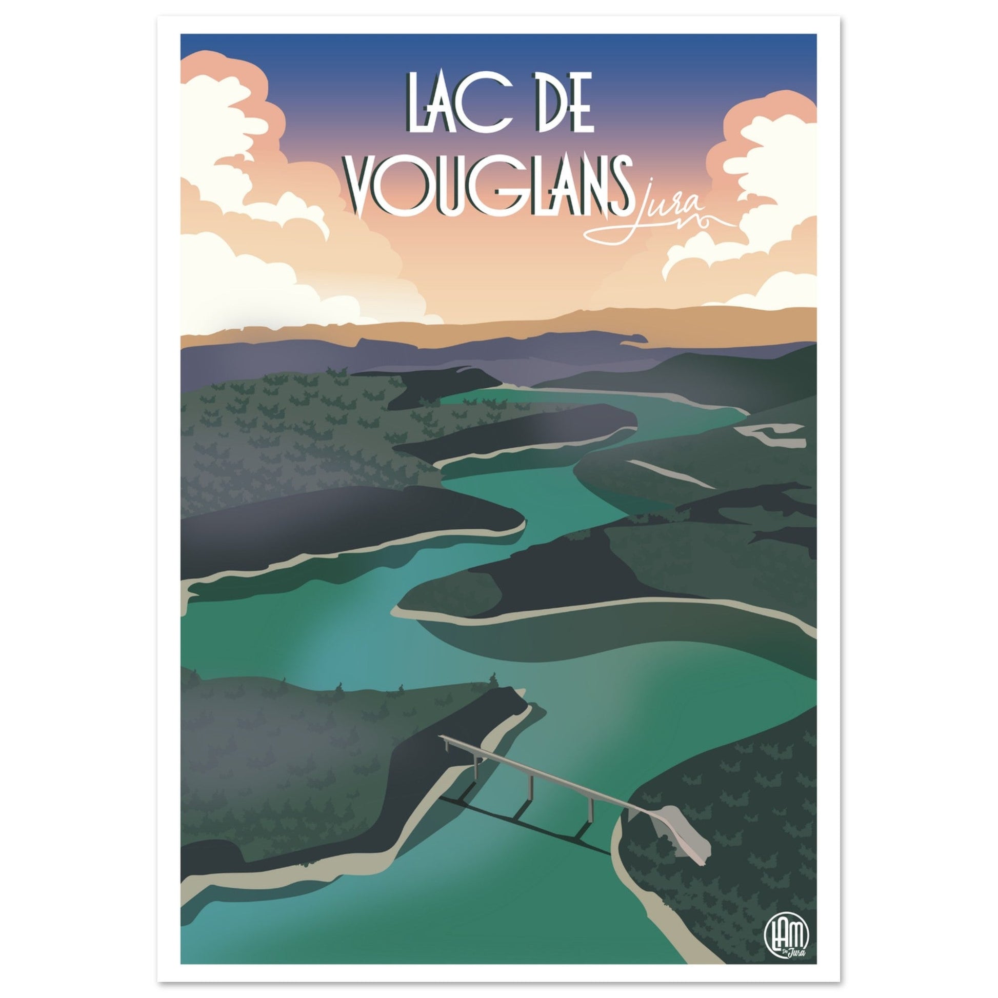 Poster Vintage Haut de Gamme - Lac de Vouglans, Jura - b638ad39 - c4a9 - 4750 - 954e - 5498d303199d - LAM du Jura