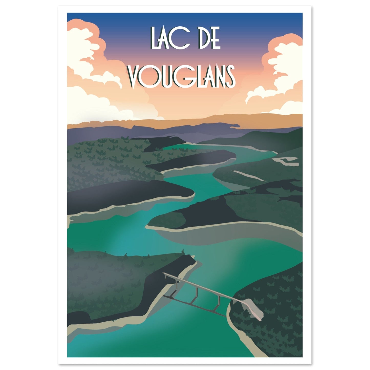 Poster Vintage Haut de Gamme - Lac de Vouglans, Jura - b638ad39 - c4a9 - 4750 - 954e - 5498d303199d - LAM du Jura