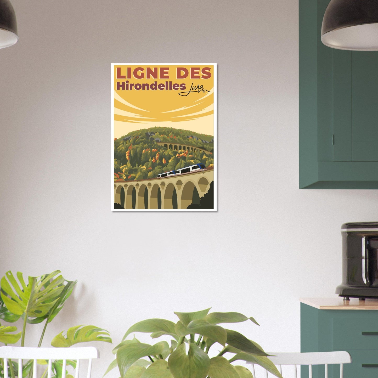 Poster Vintage Haut de Gamme - Ligne des Hirondelles, Jura - be220482 - e2b4 - 4d3c - bd28 - 25c7bfead96e - LAM du Jura