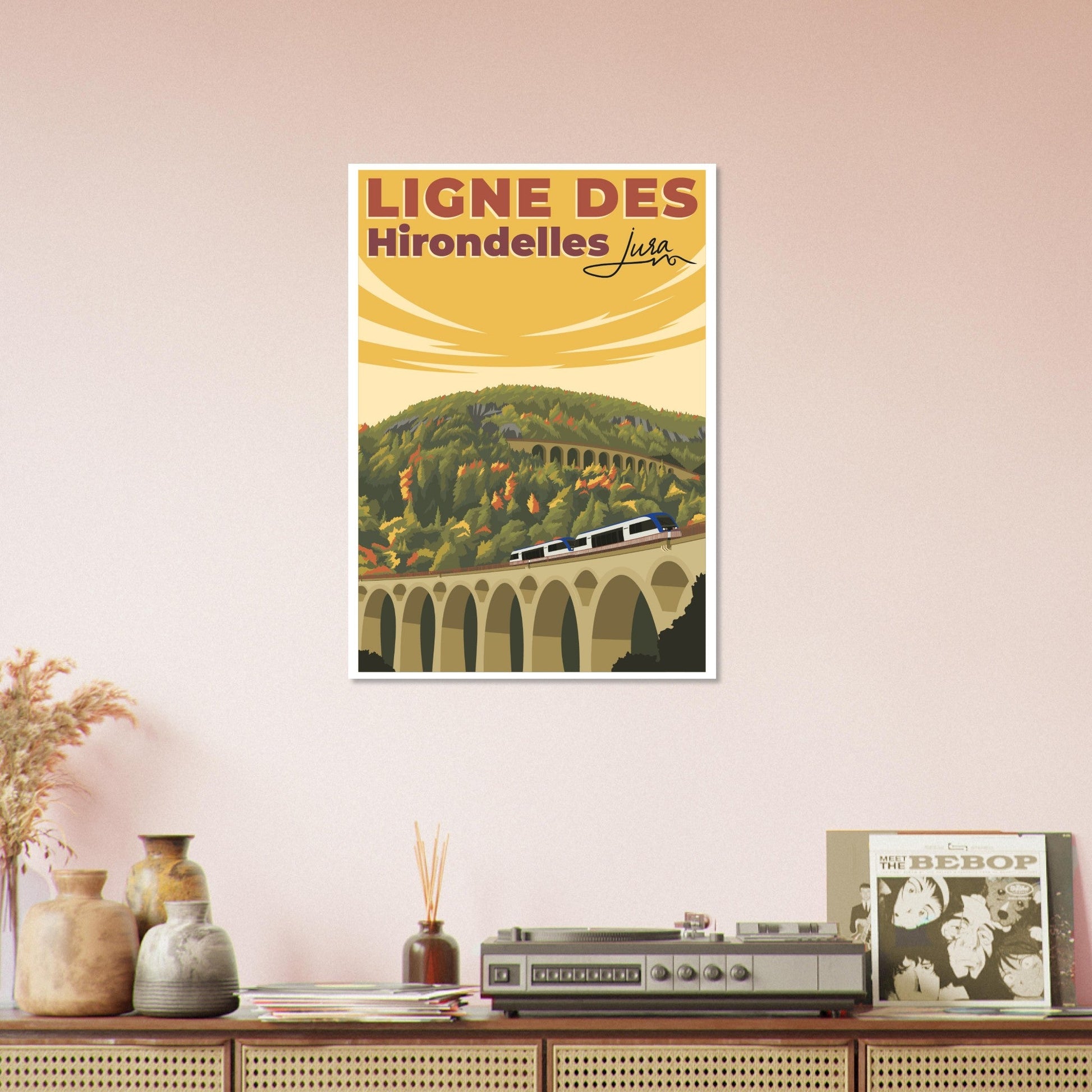 Poster Vintage Haut de Gamme - Ligne des Hirondelles, Jura - be220482 - e2b4 - 4d3c - bd28 - 25c7bfead96e - LAM du Jura