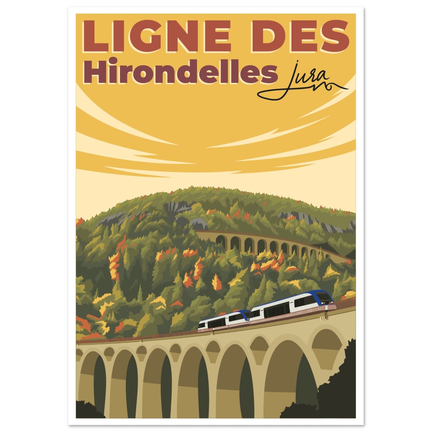 Poster Vintage Haut de Gamme - Ligne des Hirondelles, Jura - 757c65b9 - ed63 - 457c - a617 - 5eca4715066a - LAM du Jura