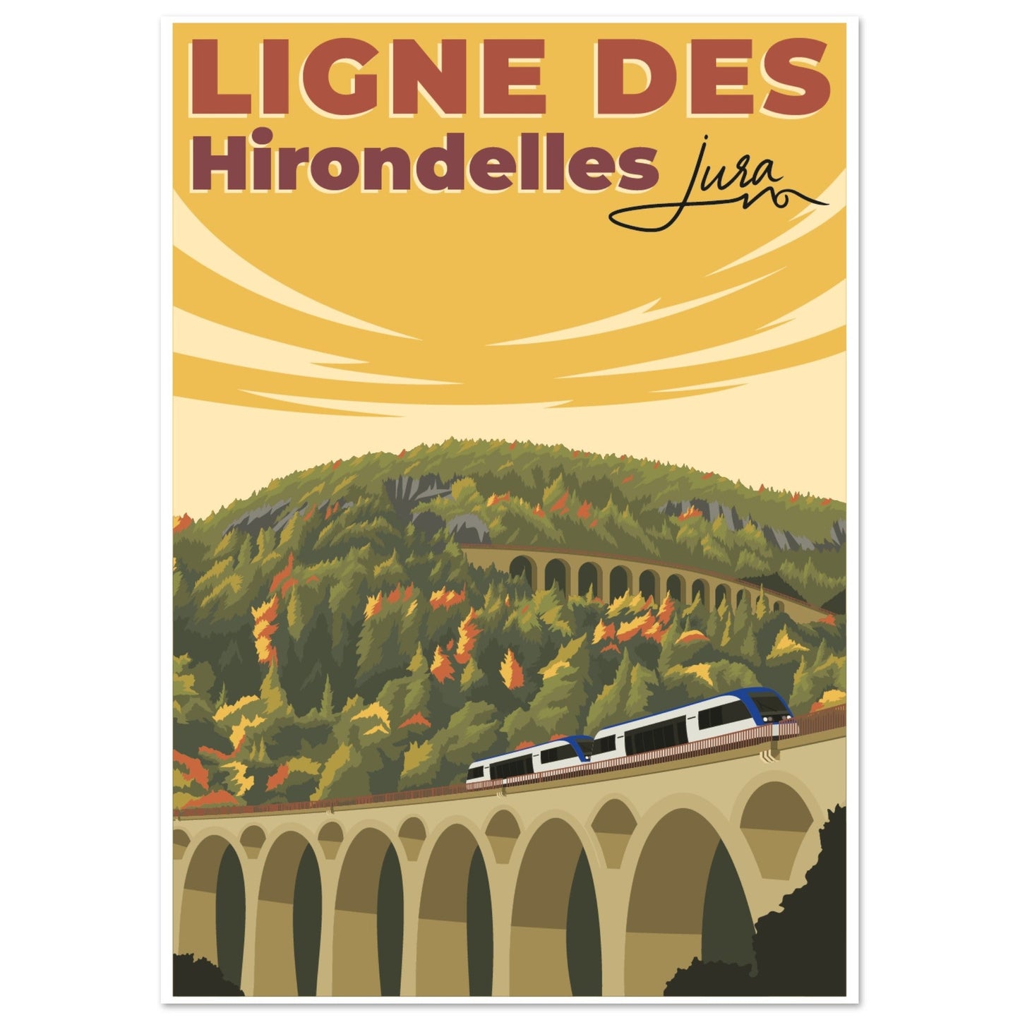 Poster Vintage Haut de Gamme - Ligne des Hirondelles, Jura - be220482 - e2b4 - 4d3c - bd28 - 25c7bfead96e - LAM du Jura