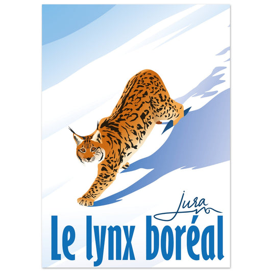 Poster Vintage Haut de Gamme - Lynx Marchant sur la Neige - 58b089f9 - 06b7 - 4729 - a57f - ed483bd05a1d - LAM du Jura