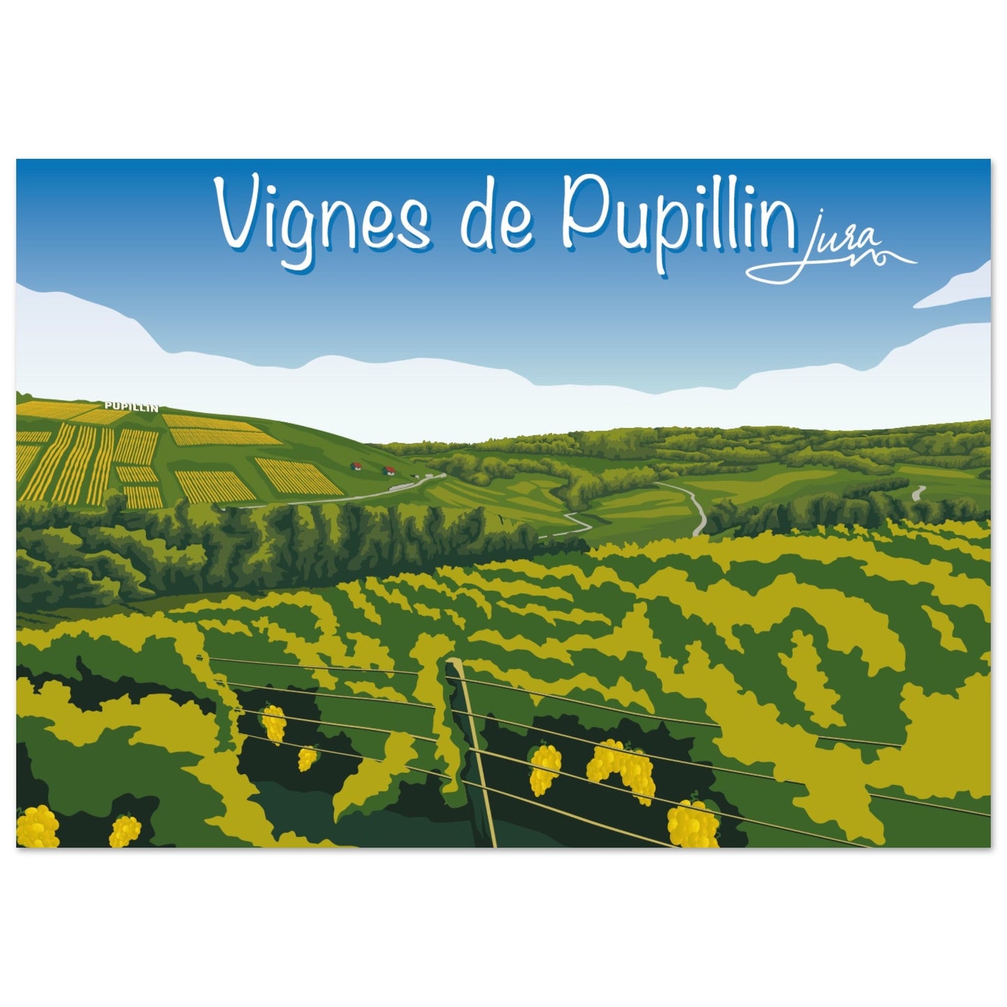 Poster Vintage Haut de Gamme - Vignes de Pupillin, Jura - 370a9e98 - c84d - 459d - 9f5f - ac671e0d9d58 - LAM du Jura