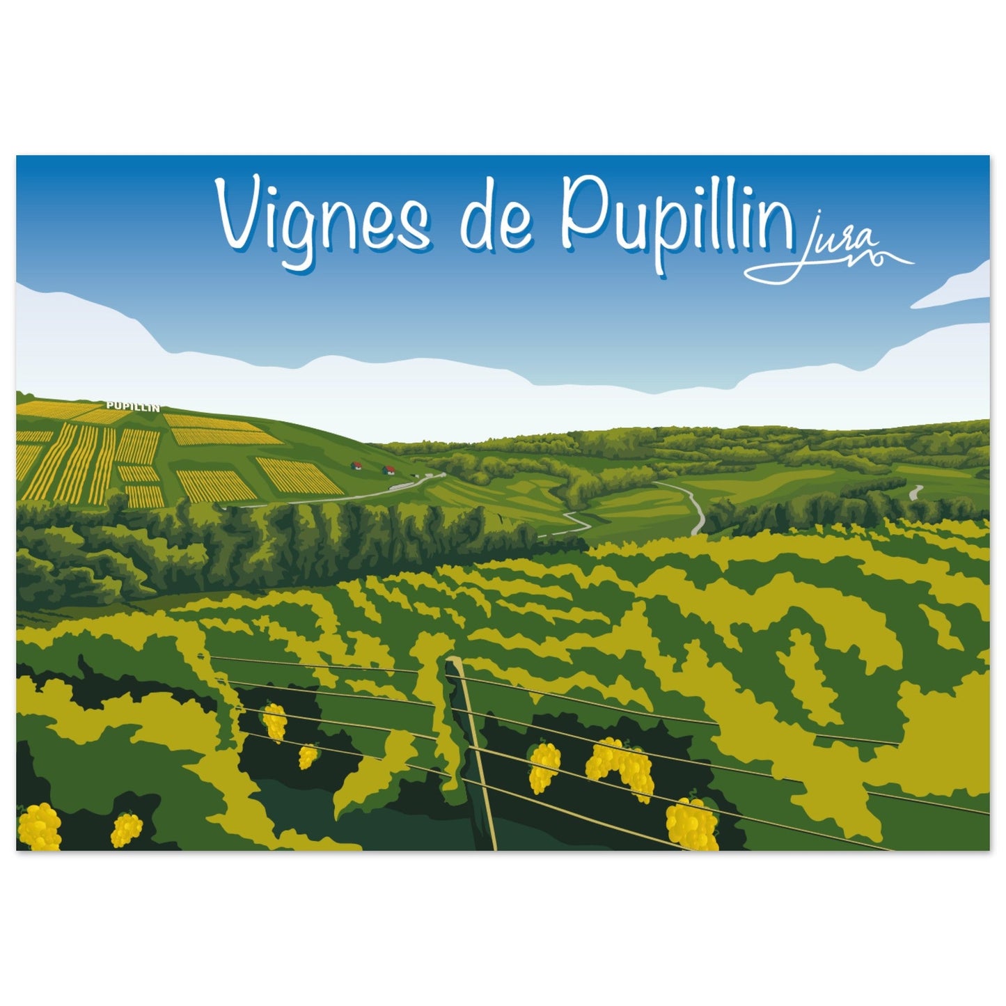 Poster Vintage Haut de Gamme - Vignes de Pupillin, Jura - 6613a70e - f822 - 4be5 - 83da - ceea6bcf3f4a - LAM du Jura