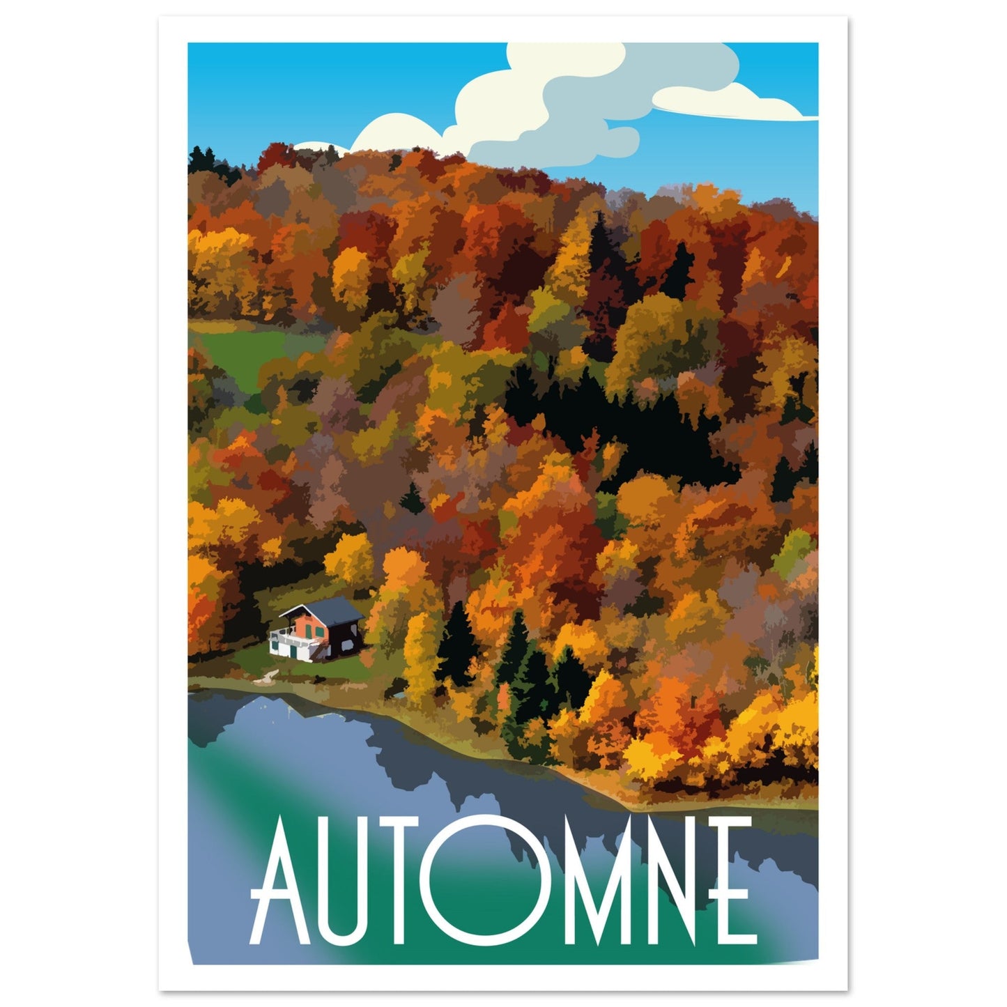 Poster Vintage Haut de Gamme - Vue Automnale des 4 Lacs, Jura - 3c492ba2 - 5fb9 - 44dc - ab95 - 6bed572206e6 - LAM du Jura