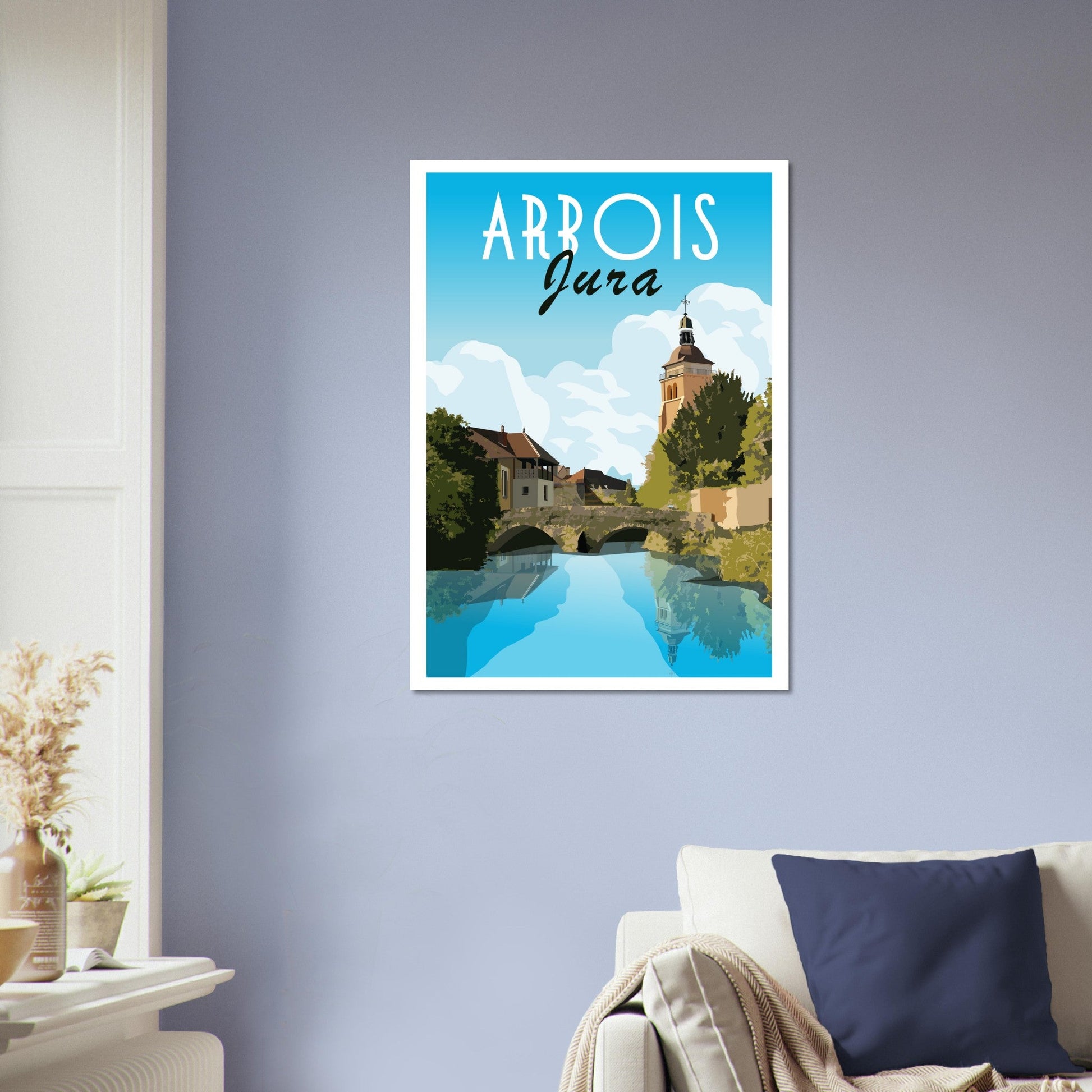 Poster Vintage Haut de Gamme - Vue d’Arbois depuis le Pont des Ursulines et Clocher de l’Église Saint - Just, Jura - a46b4d0b - 08e9 - 478d - 849b - 2a6eaf232b4d - LAM du Jura