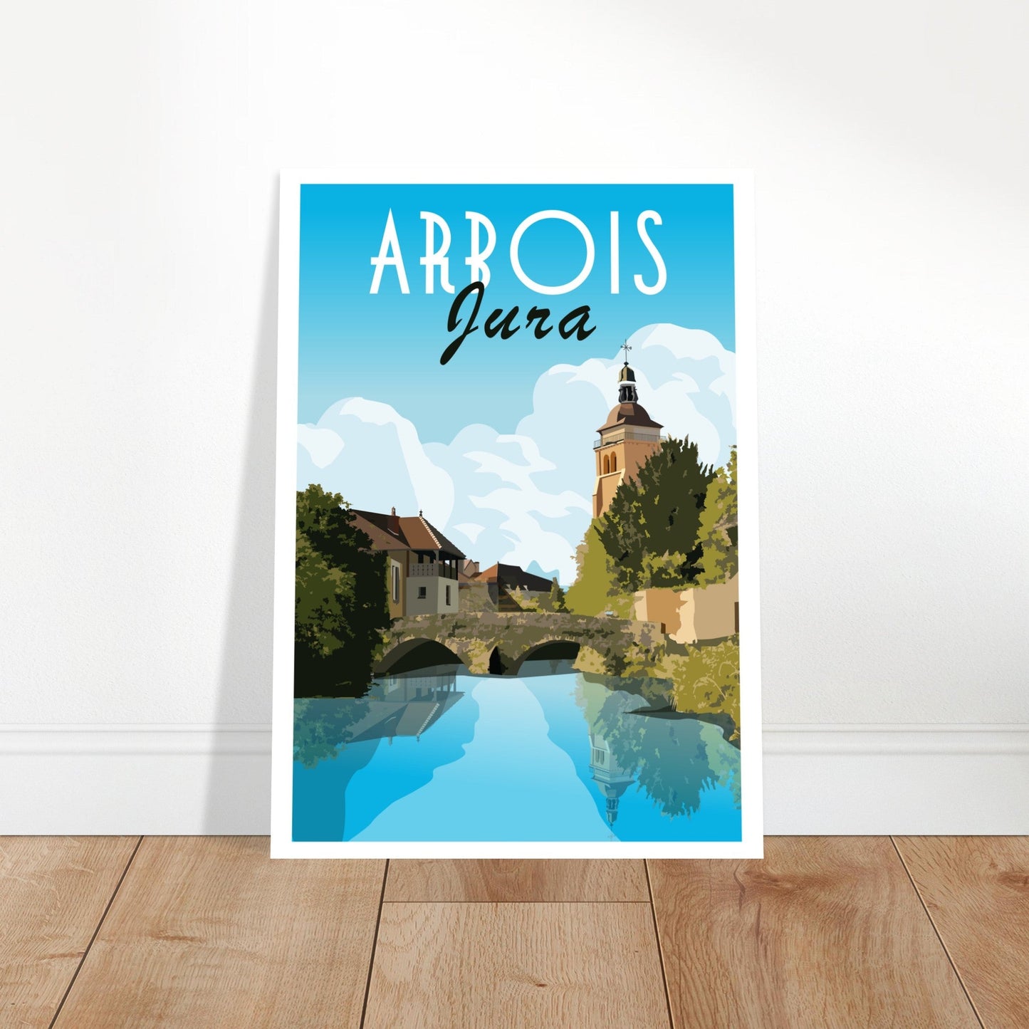 Poster Vintage Haut de Gamme - Vue d’Arbois depuis le Pont des Ursulines et Clocher de l’Église Saint - Just, Jura - a46b4d0b - 08e9 - 478d - 849b - 2a6eaf232b4d - LAM du Jura