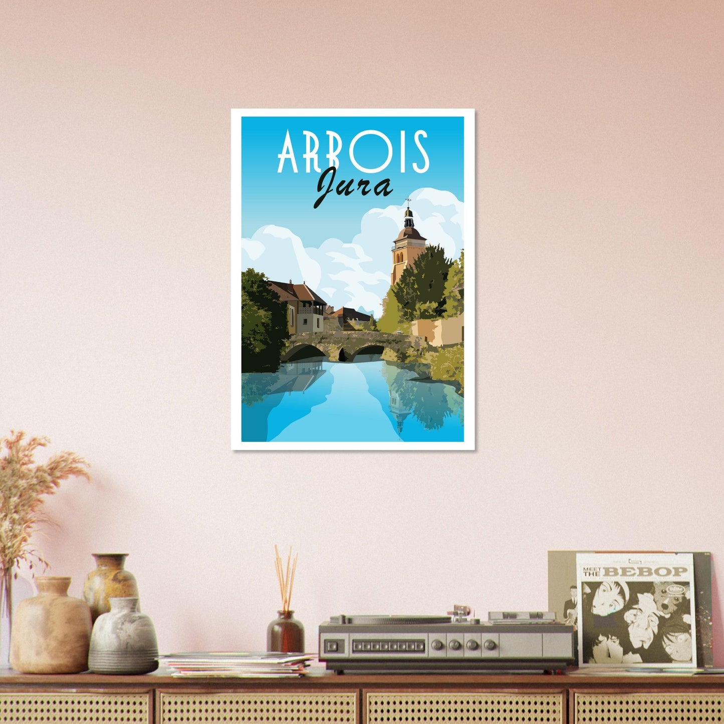 Poster Vintage Haut de Gamme - Vue d’Arbois depuis le Pont des Ursulines et Clocher de l’Église Saint - Just, Jura - a46b4d0b - 08e9 - 478d - 849b - 2a6eaf232b4d - LAM du Jura