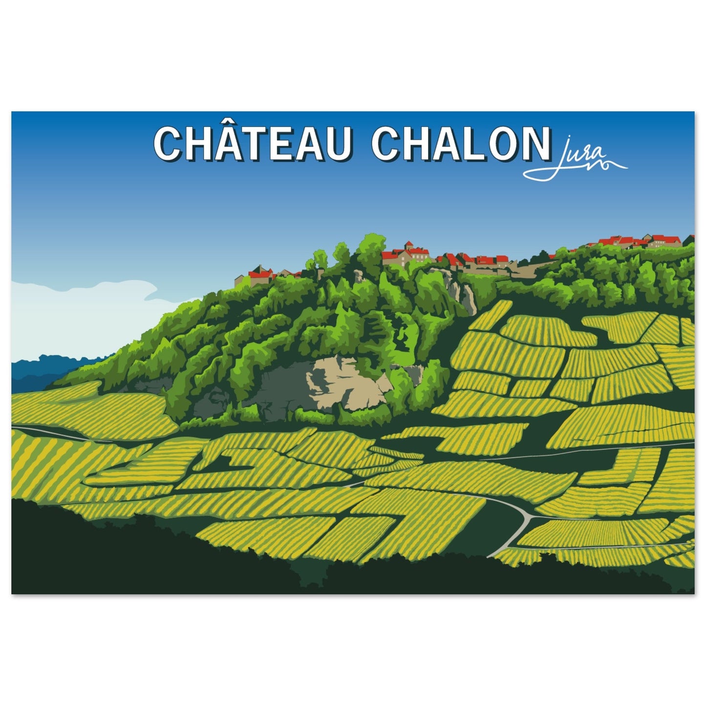 Poster Vintage Haut de Gamme - Vue du Village Vigneron de Château - Chalon, Jura - c6594f5f - 0a89 - 4017 - 9261 - bad1ea4de96e - LAM du Jura